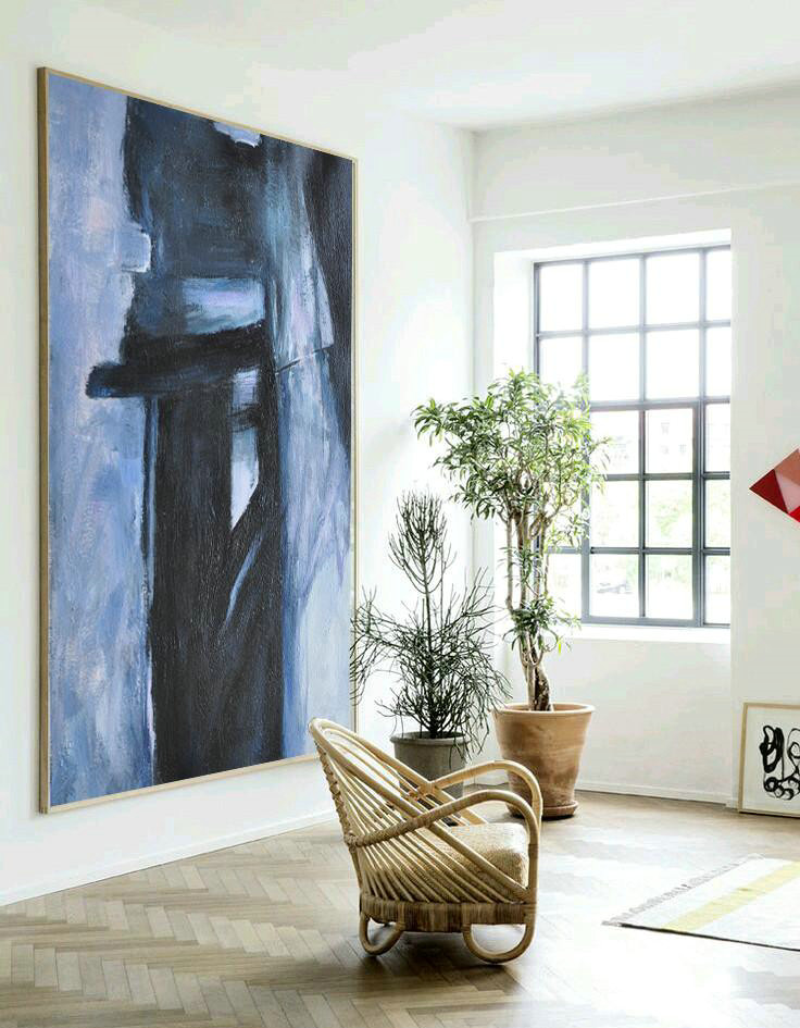 Original Painting Hand Made Large Abstract Art,Hand-Painted Black And White Minimal Painting On Canvas,Huge Abstract Canvas Art
